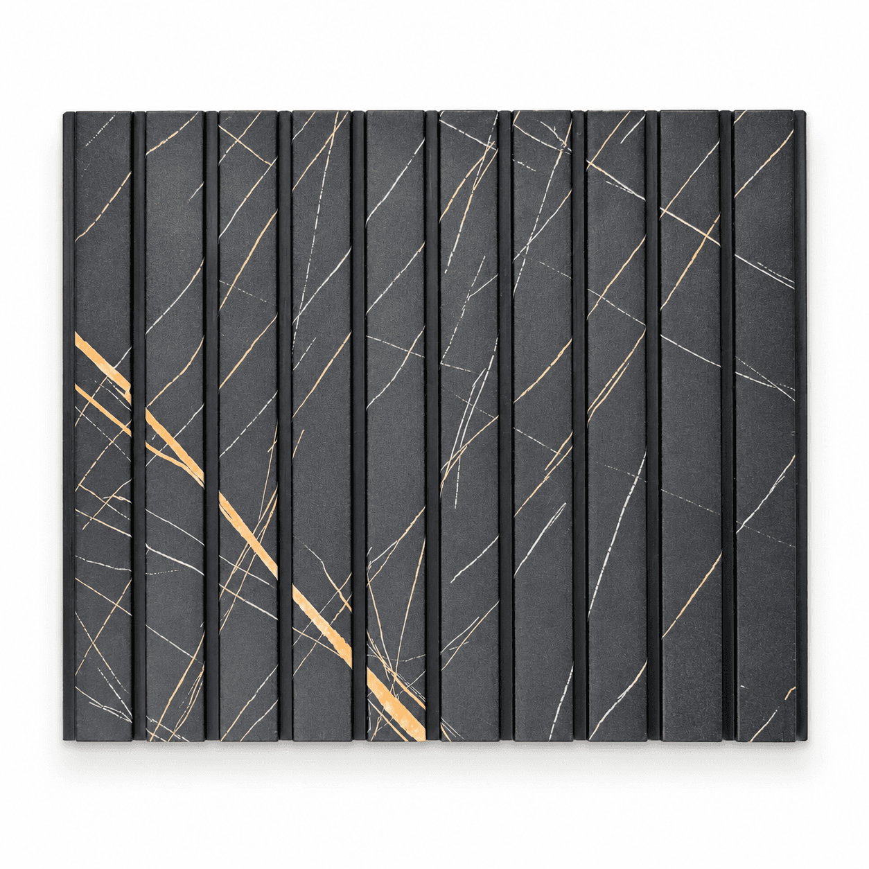 Black Gold Veined Fluted Panel